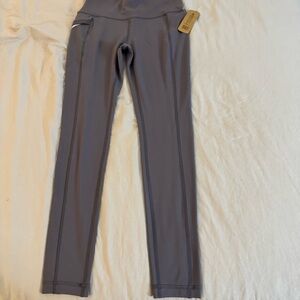 NEW NWT Avalanche Women's High Waist Fleece Lined Leggings Small Gray Zip Pocket